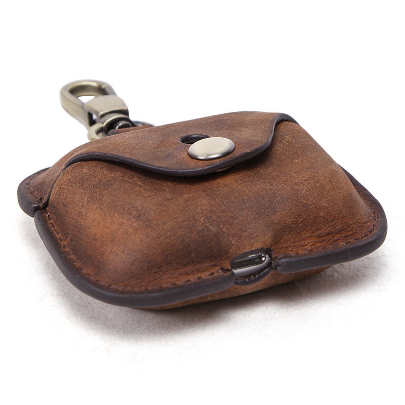 Carcasă AirPods Pro din piele naturală, acoperire completă, capac rabat cu buton snap, făcută manual pentru Apple (Piele naturală; Acoperire completă; Capac rabat; Buton snap; Făcută manual)