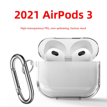 AirPods 3 TPU átlátszó védőtok Orbit kampóval, injekciós öntés