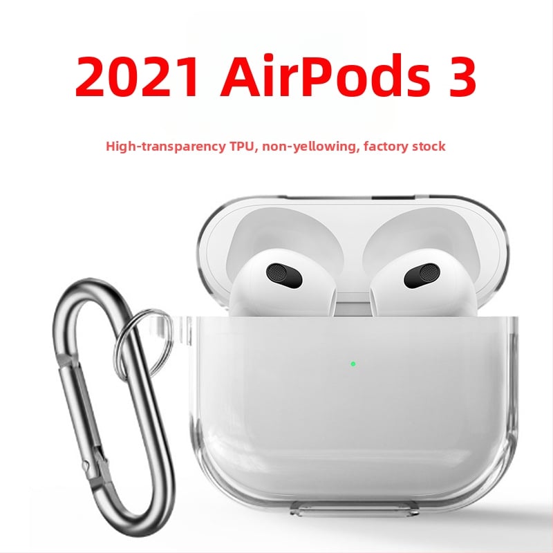 AirPods 3 TPU átlátszó védőtok Orbit kampóval, injekciós öntés