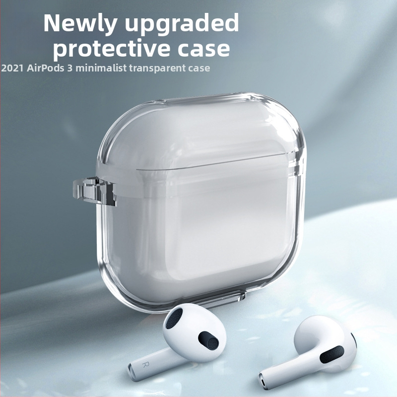 Priehľadný TPU ochranný kryt pre AirPods 3 a AirPods Pro, číry obal pre Apple Bluetooth slúchadlá