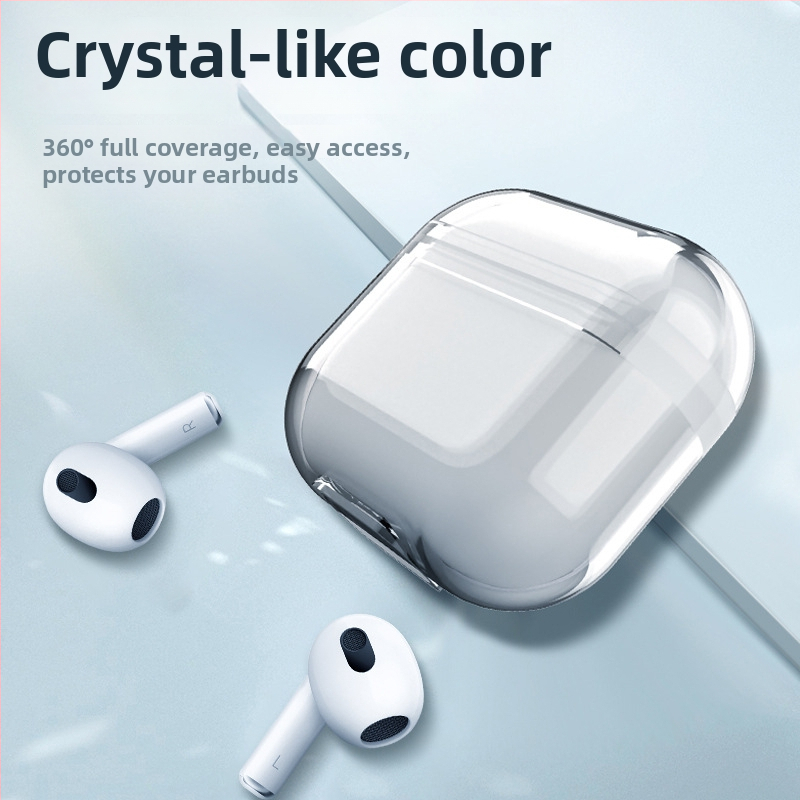Priehľadný TPU ochranný kryt pre AirPods 3 a AirPods Pro, číry obal pre Apple Bluetooth slúchadlá