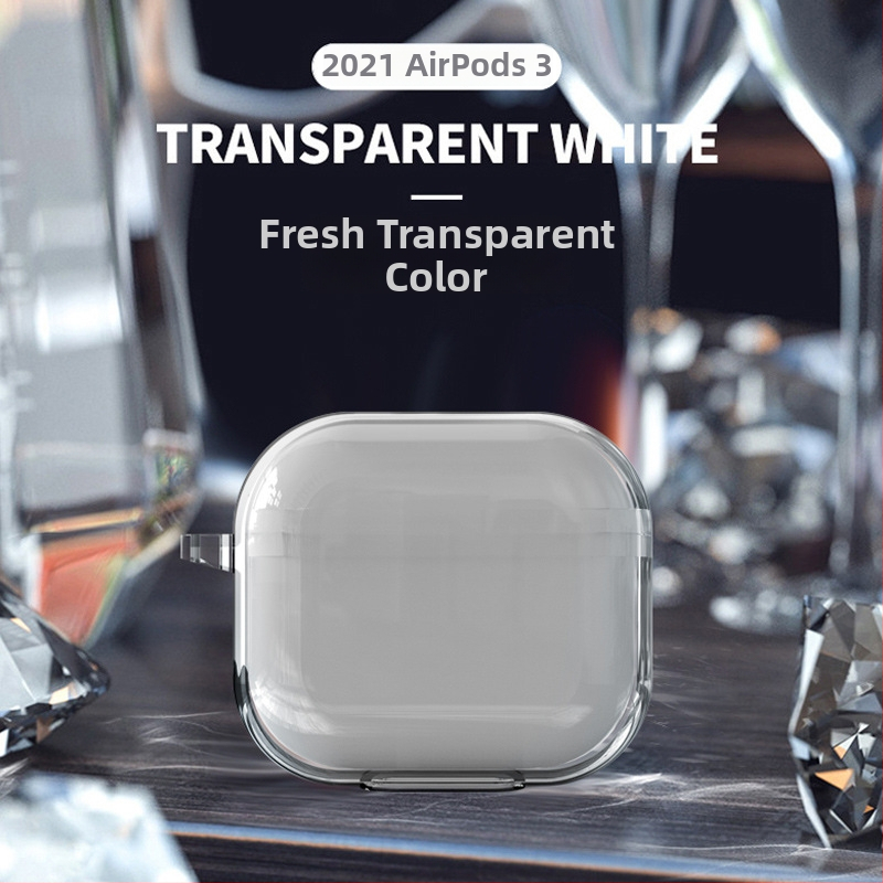 Priehľadný TPU ochranný kryt pre AirPods 3 a AirPods Pro, číry obal pre Apple Bluetooth slúchadlá
