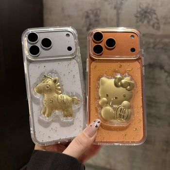 Husă pentru iPhone cu rășină epoxidică și foiță de aur | relief 3D, disipare a căldurii, protecție anti-cădere, compatibilă cu iPhone 11–17