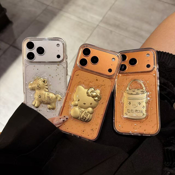 Husă pentru iPhone cu rășină epoxidică și foiță de aur | relief 3D, disipare a căldurii, protecție anti-cădere, compatibilă cu iPhone 11–17