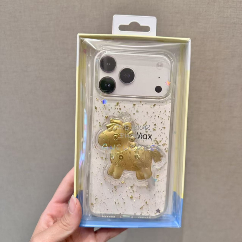 Husă pentru iPhone cu rășină epoxidică și foiță de aur | relief 3D, disipare a căldurii, protecție anti-cădere, compatibilă cu iPhone 11–17