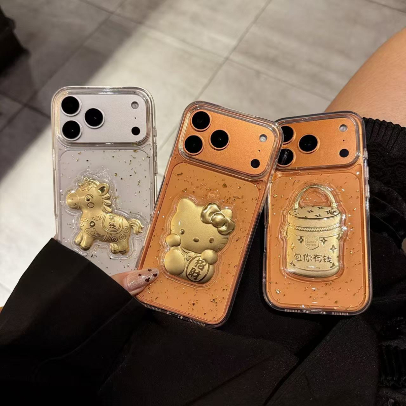 Husă pentru iPhone cu rășină epoxidică și foiță de aur | relief 3D, disipare a căldurii, protecție anti-cădere, compatibilă cu iPhone 11–17