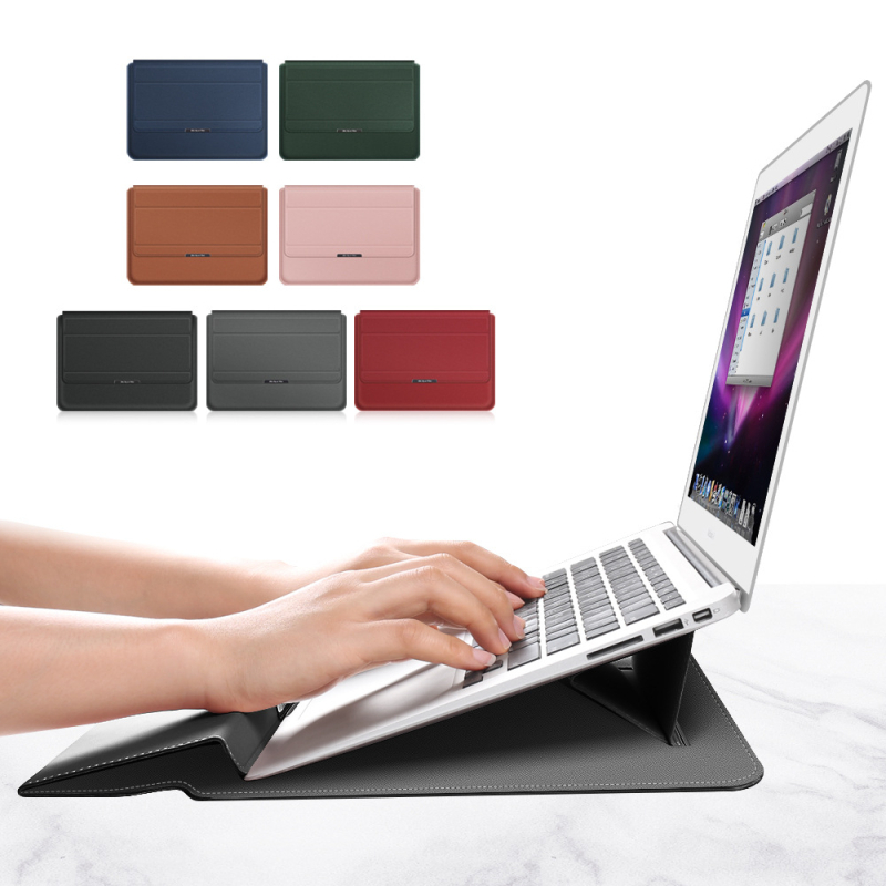 Geantă pentru laptop cu suport încorporat și organizator 3 în 1; compatibilă cu MacBook Pro/Air și alte laptopuri; material piele imitatie, interior plușat, închidere magnetică