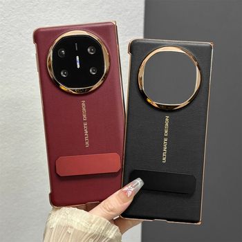 Carcasă Huawei Mate X6 cu piele sintetică electroplatată, capac spate Mate X5, ediție de colecție cu suport rotativ, husă XT dură