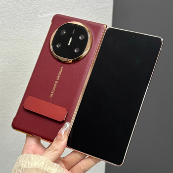 Carcasă Huawei Mate X6 cu piele sintetică electroplatată, capac spate Mate X5, ediție de colecție cu suport rotativ, husă XT dură