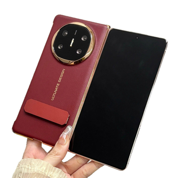 Carcasă Huawei Mate X6 cu piele sintetică electroplatată, capac spate Mate X5, ediție de colecție cu suport rotativ, husă XT dură