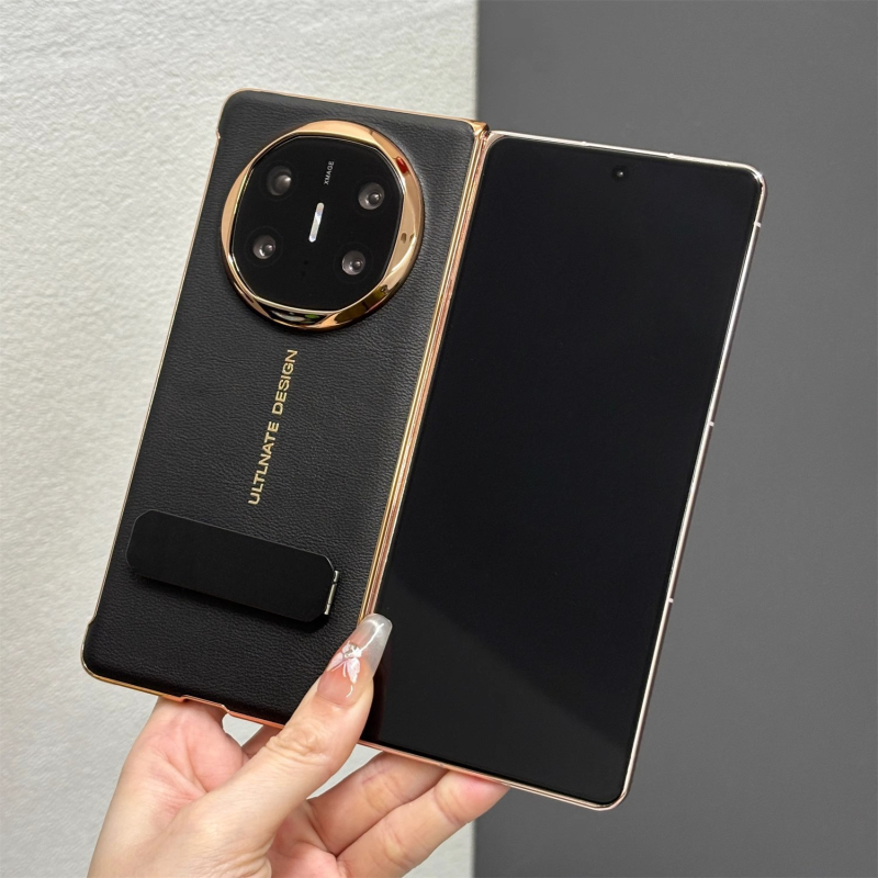 Carcasă Huawei Mate X6 cu piele sintetică electroplatată, capac spate Mate X5, ediție de colecție cu suport rotativ, husă XT dură