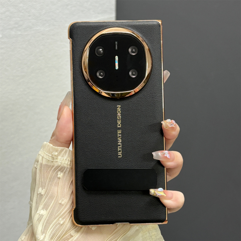 Carcasă Huawei Mate X6 cu piele sintetică electroplatată, capac spate Mate X5, ediție de colecție cu suport rotativ, husă XT dură