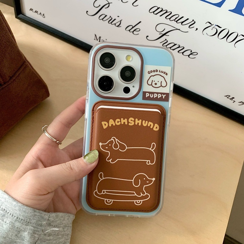 Husă de telefon cu suport magnetic și buzunar pentru carduri; husă dură din acrilic; design cu dublu strat; protecție anti-cădere; compatibilă cu iPhone 13–17 Pro/Pro Max.