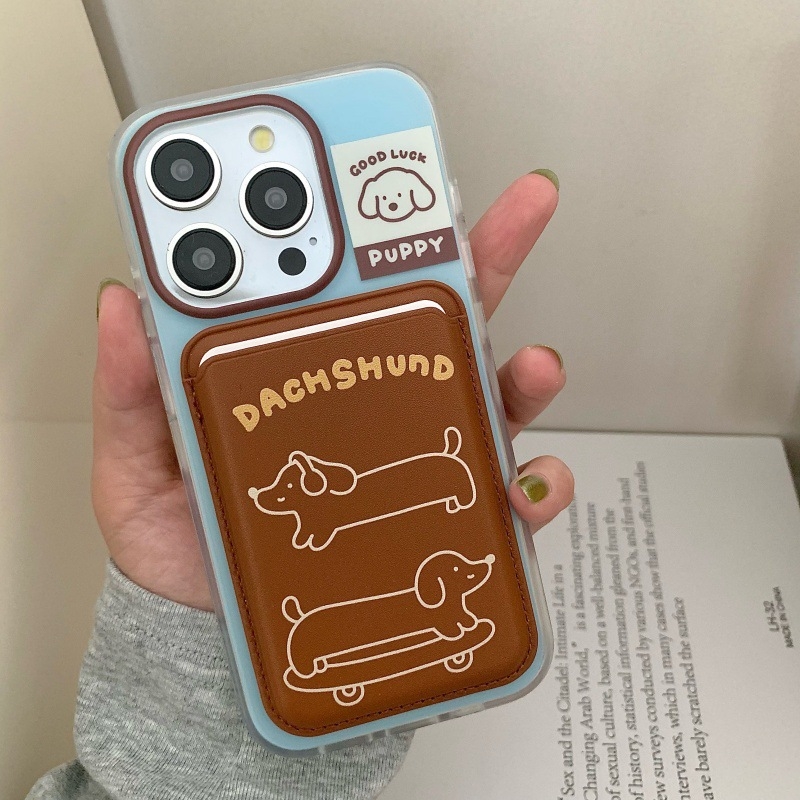 Husă de telefon cu suport magnetic și buzunar pentru carduri; husă dură din acrilic; design cu dublu strat; protecție anti-cădere; compatibilă cu iPhone 13–17 Pro/Pro Max.