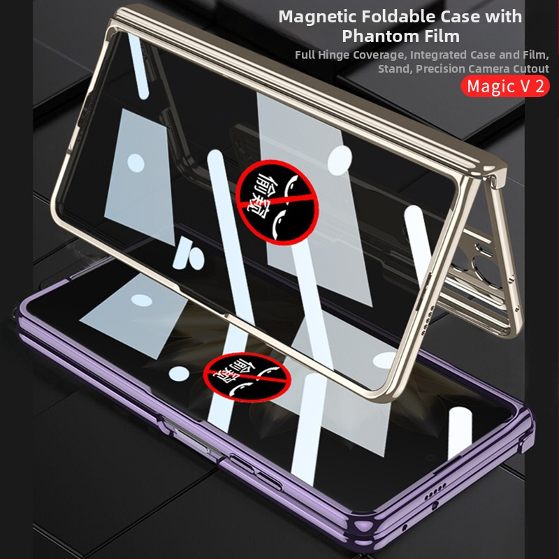 Honor MagicV2 integrētā vāka ar iekļautu ekrāna aizsardzību, caurspīdīgs salokāms magnētiskais mehānisms, PC korpuss, kritiena aizsardzība
