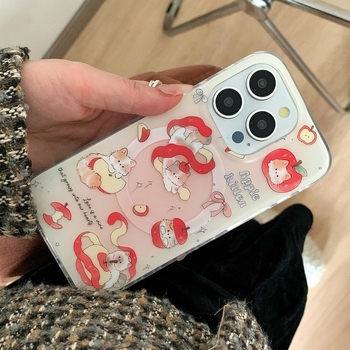 Slatki magnetski nosač za telefon s dizajnom mačaka i jabuke, kompatibilan s iPhone 13–17