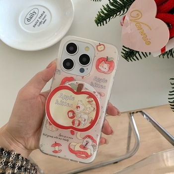 Slatki magnetski nosač za telefon s dizajnom mačaka i jabuke, kompatibilan s iPhone 13–17