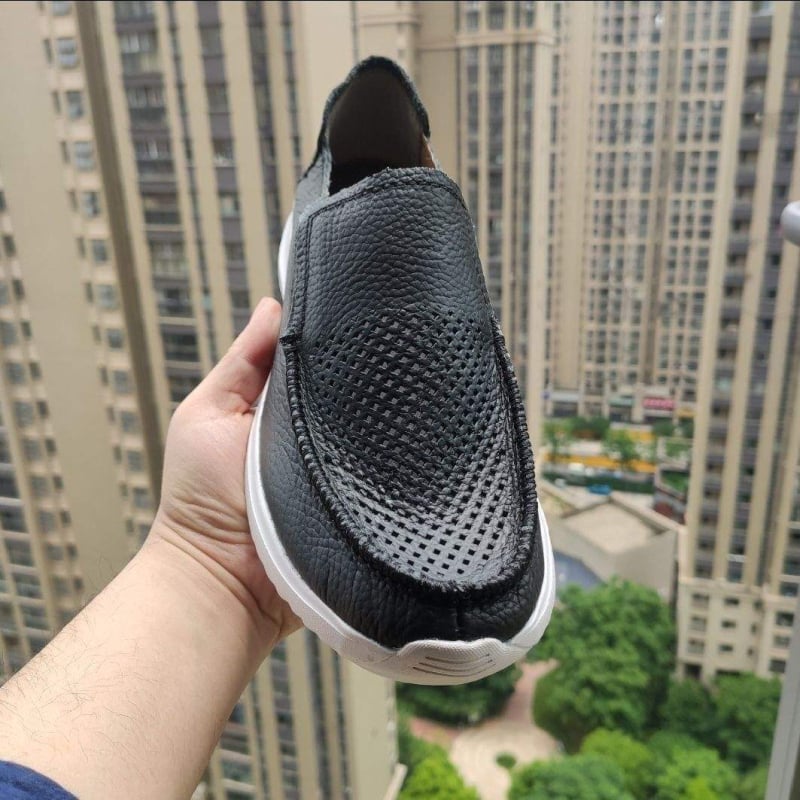 Férfi Slip-On bőrből, EVA talppal, lélegző és könnyű nyári mindennapi loaferek