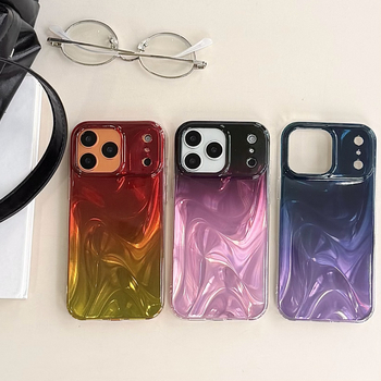 Carcasă pentru telefon cu model gradient de valuri estompate pentru Apple iPhone 14/15 Pro, PC policarbonat spate, rezistentă la cădere, personalizabilă