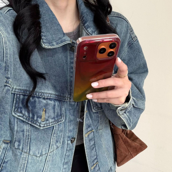 Carcasă pentru telefon cu model gradient de valuri estompate pentru Apple iPhone 14/15 Pro, PC policarbonat spate, rezistentă la cădere, personalizabilă
