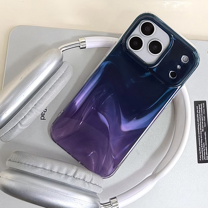 Carcasă pentru telefon cu model gradient de valuri estompate pentru Apple iPhone 14/15 Pro, PC policarbonat spate, rezistentă la cădere, personalizabilă