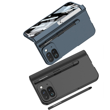 Θήκη για Google Pixel 9 Pro Fold με μεντεσέ και βάση για γραφίδα, ματ PC σκληρή θήκη, αντίσταση σε πτώσεις