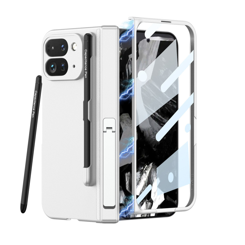 Θήκη για Google Pixel 9 Pro Fold με μεντεσέ και βάση για γραφίδα, ματ PC σκληρή θήκη, αντίσταση σε πτώσεις