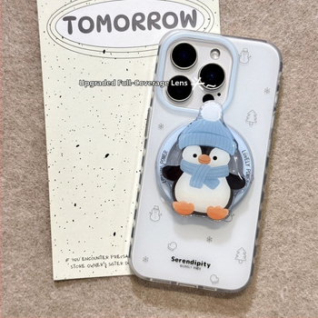 Magnetiska tālruņa turētājs Penguin Splash Ink dizainā, TPU krāsots, izturīgs pret kritieniem, saderīgs ar iPhone 7, X, XS, XR, 11 Pro/Max, 12 Pro/Max, 12 Mini, 13 Pro/Max, 14 Pro/Max