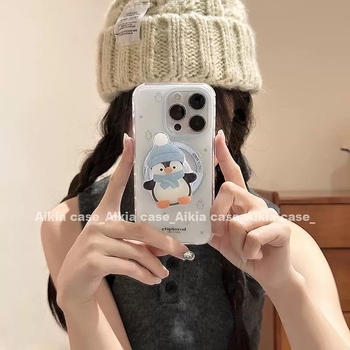 Magnetiska tālruņa turētājs Penguin Splash Ink dizainā, TPU krāsots, izturīgs pret kritieniem, saderīgs ar iPhone 7, X, XS, XR, 11 Pro/Max, 12 Pro/Max, 12 Mini, 13 Pro/Max, 14 Pro/Max