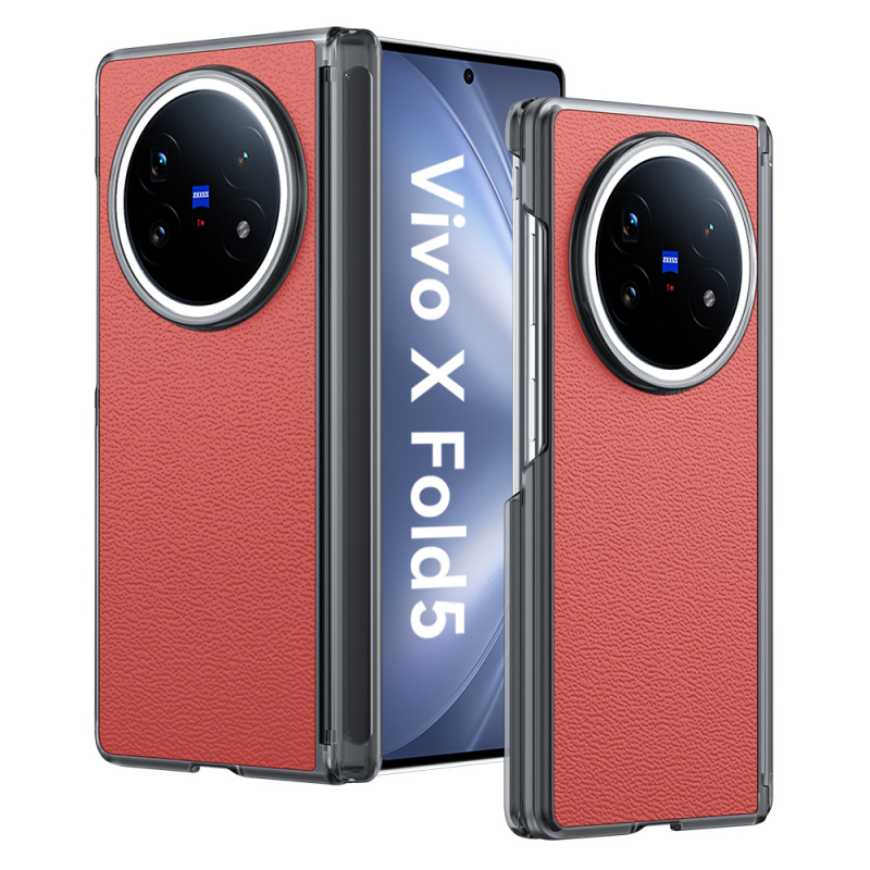Carcasă spate pentru Vivo X Fold5 cu axă centrală magnetică și balama dublă, piele sintetică, protecție la șocuri, anti-amprente