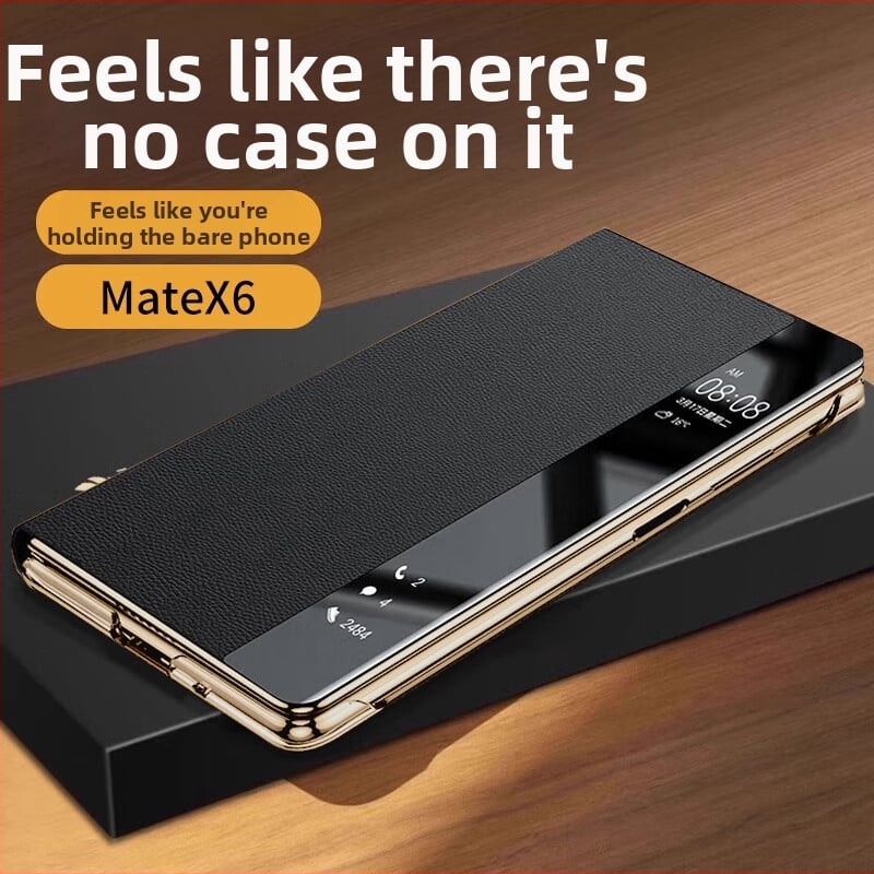 Baijue θήκη Huawei Mate X6 από γνήσιο δέρμα, αναδιπλούμενο καπάκι, μαγνητική ασφάλεια, κατασκευή με έγχυση