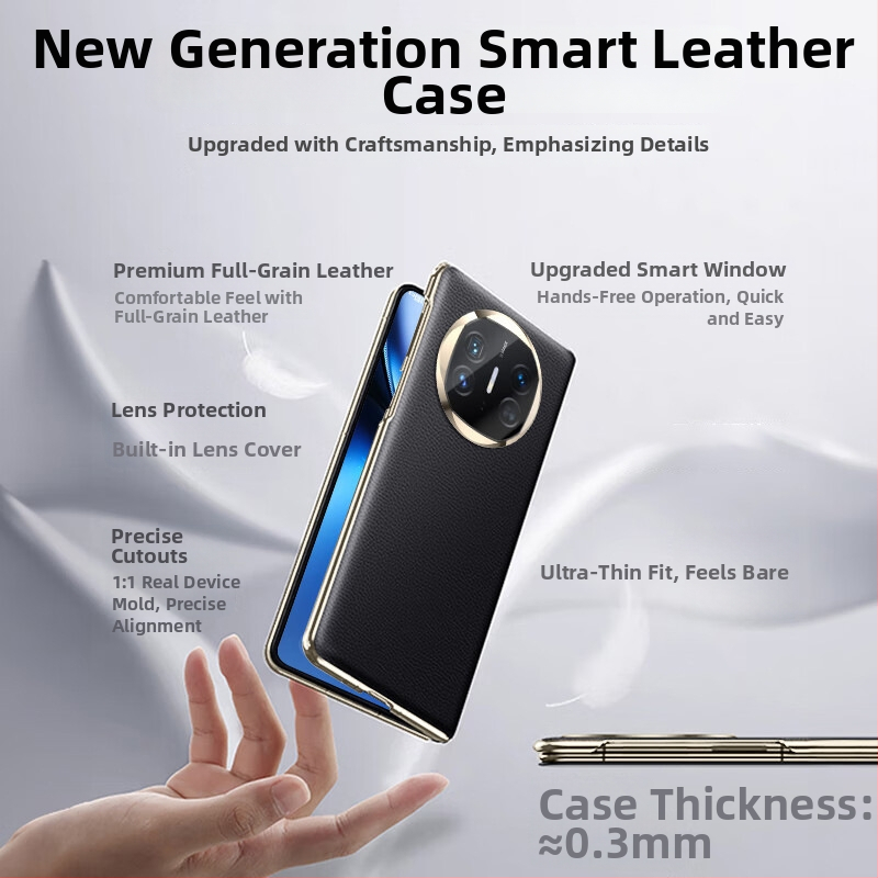 Baijue θήκη Huawei Mate X6 από γνήσιο δέρμα, αναδιπλούμενο καπάκι, μαγνητική ασφάλεια, κατασκευή με έγχυση