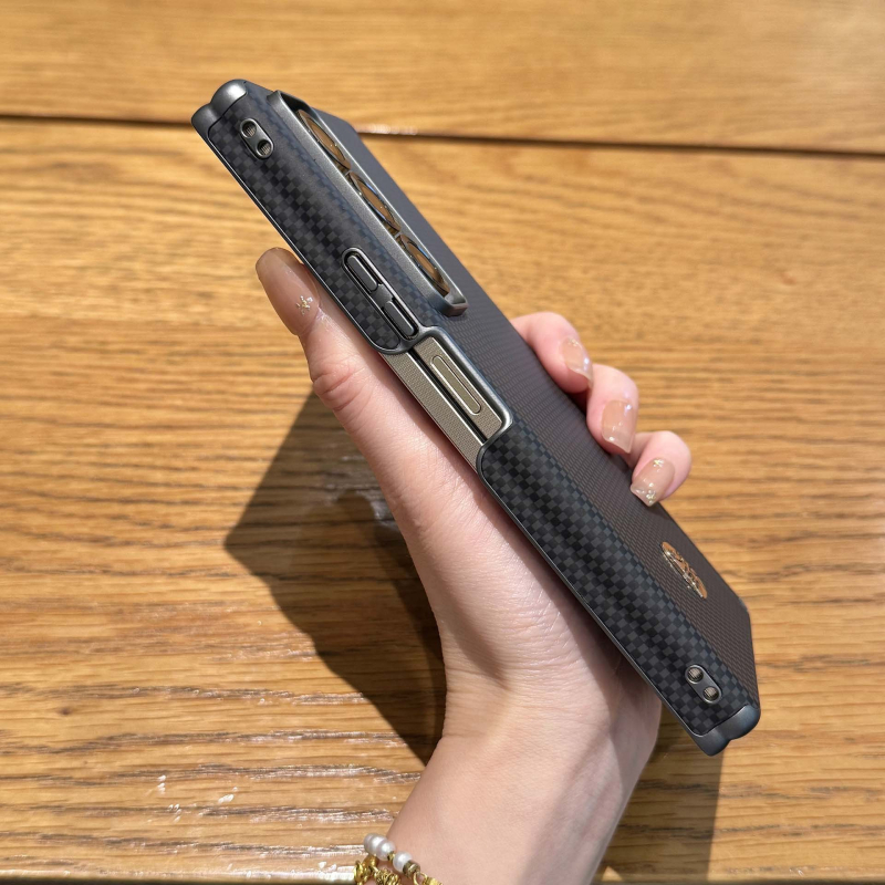 Carcasă pentru Samsung Z Fold7, textură Kevlar, protecție cu axă dublă, piele simplă, finisaj mat, compatibilă cu personalizarea