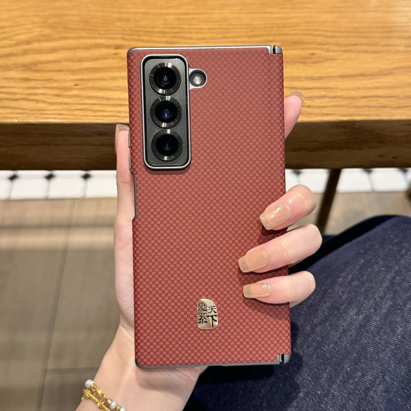 Carcasă pentru Samsung Z Fold7, textură Kevlar, protecție cu axă dublă, piele simplă, finisaj mat, compatibilă cu personalizarea