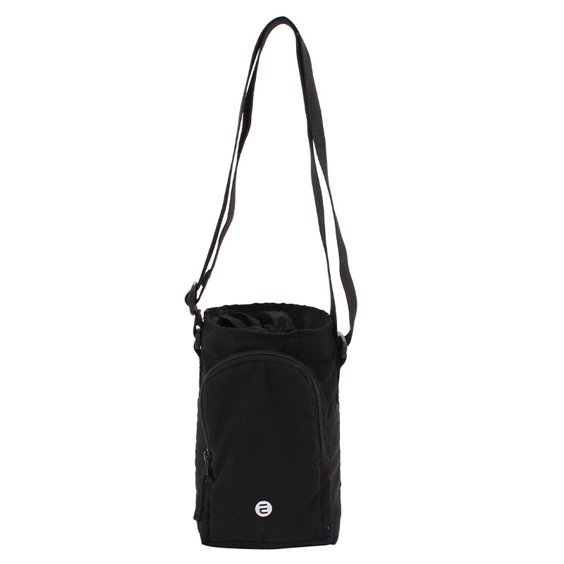 EARE unisex nylon crossbody torba, džep za bocu vode, vertikalni kvadratni oblik, otvaranje šniranjem, unutarnji džep na zip, džep za telefon i ID, jedna naramenica