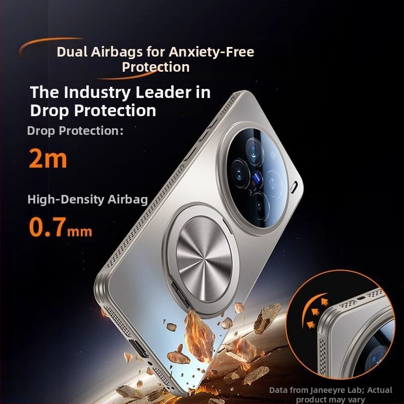 Carcasă de protecție Vivo X200 Pro cu protecție completă a obiectivului, PC cu finisaj mat texturat, mini suport, protecție anti-cădere, disipare a căldurii