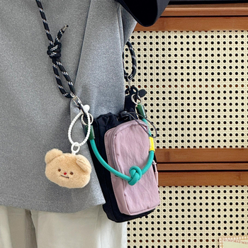 Geantă crossbody pentru telefon, material nylon, închidere cu fermoar, formă verticală pătrată, căptușeală nylon