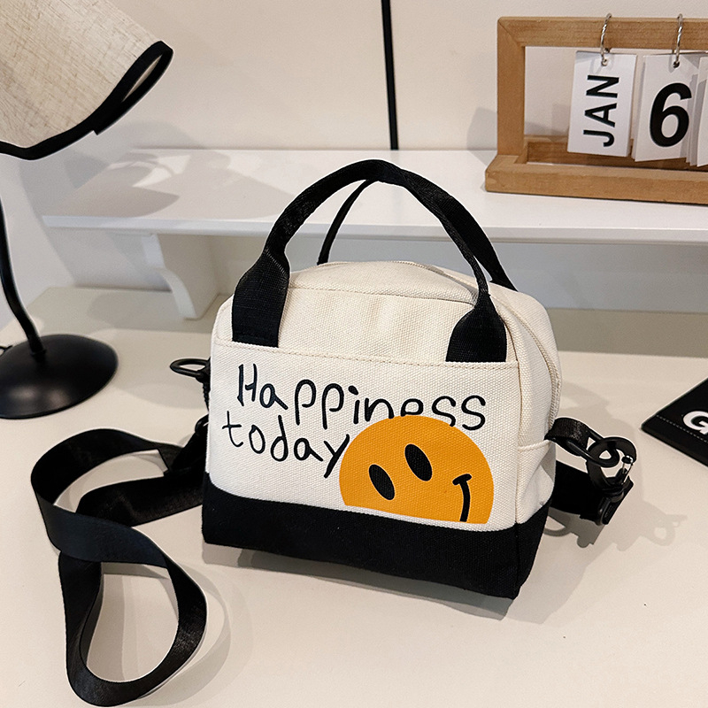 Vászon crossbody táska, városi egyszerű stílus, vízszintes négyszögletes forma, cipzár, belső telefonzseb