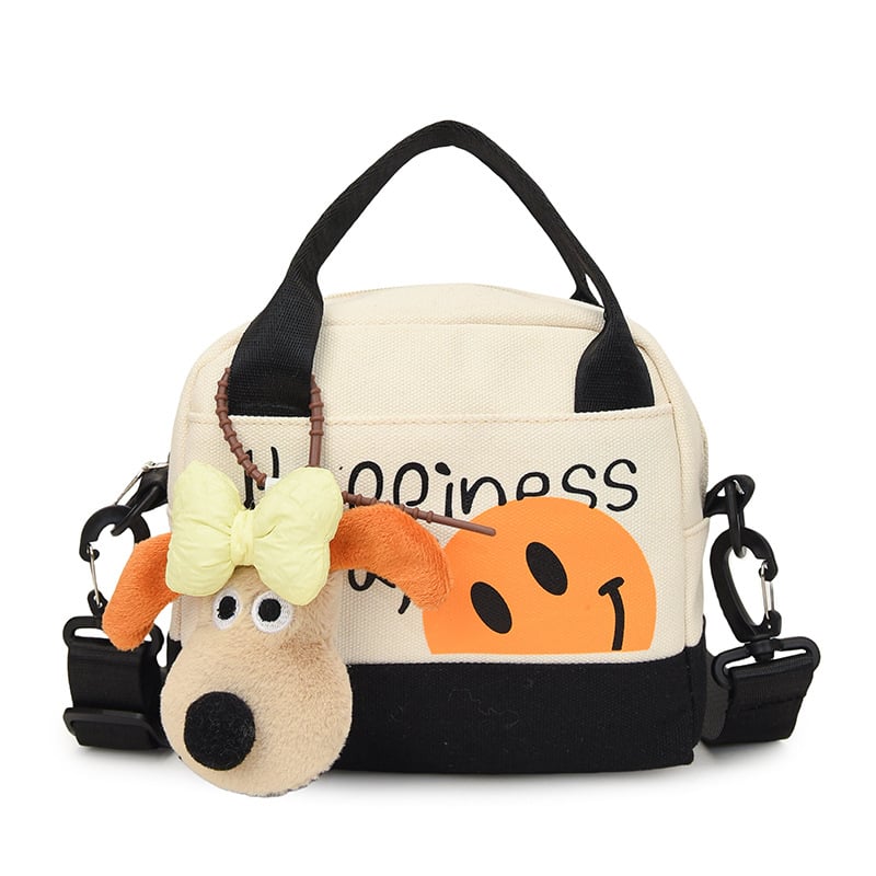 Vászon crossbody táska, városi egyszerű stílus, vízszintes négyszögletes forma, cipzár, belső telefonzseb