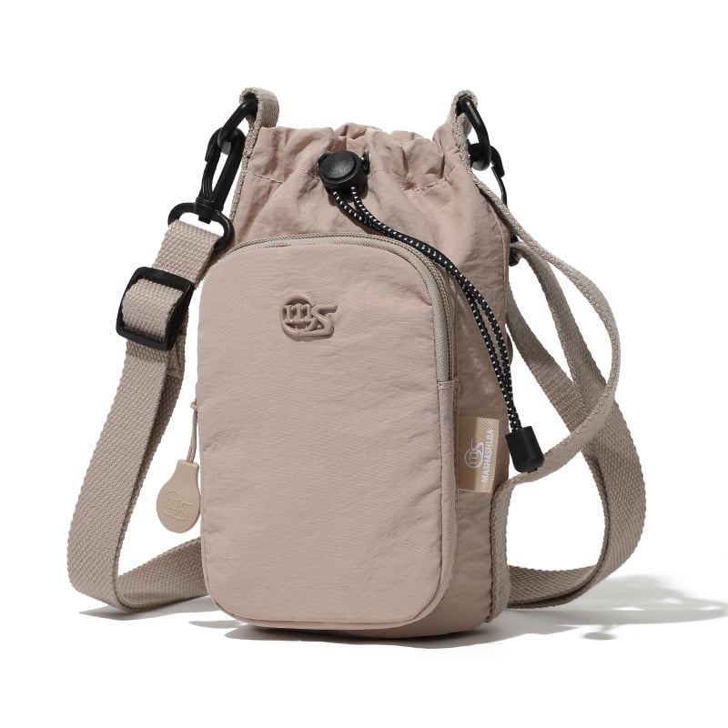 Nylon telefon tok húzózsinóros nyitással, függőleges négyzet alakú forma, belső cipzáras rekesz, pamut bélés - uniszex