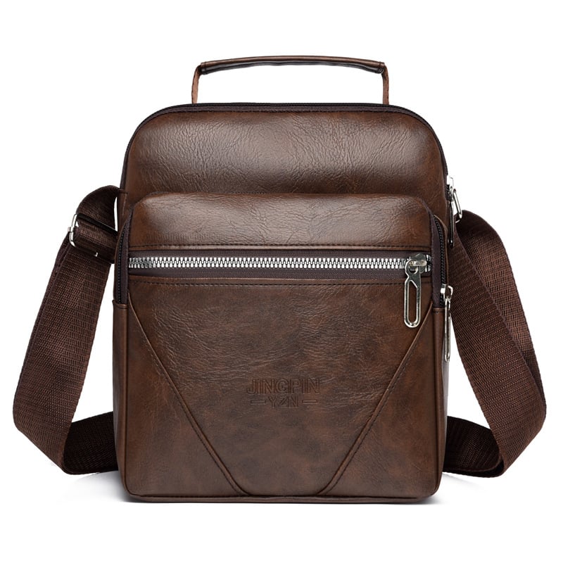 Férfi keresztpántos oldaltáska, utcai stílus (vízálló, nagy kapacitás, több rekesz, PU anyag, 8 hüvelykes laptop fér el)