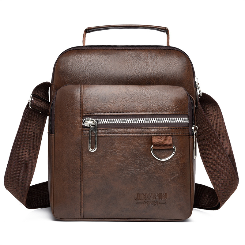 Férfi keresztpántos oldaltáska, utcai stílus (vízálló, nagy kapacitás, több rekesz, PU anyag, 8 hüvelykes laptop fér el)