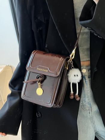 Női telefon táska, crossbody, függőleges négyszög alak, PU bőr, mágneszár, poliészter bélés, egy vállpánt, mindennapi használatra, tavasz 2025, márka Chuang ge shi dai