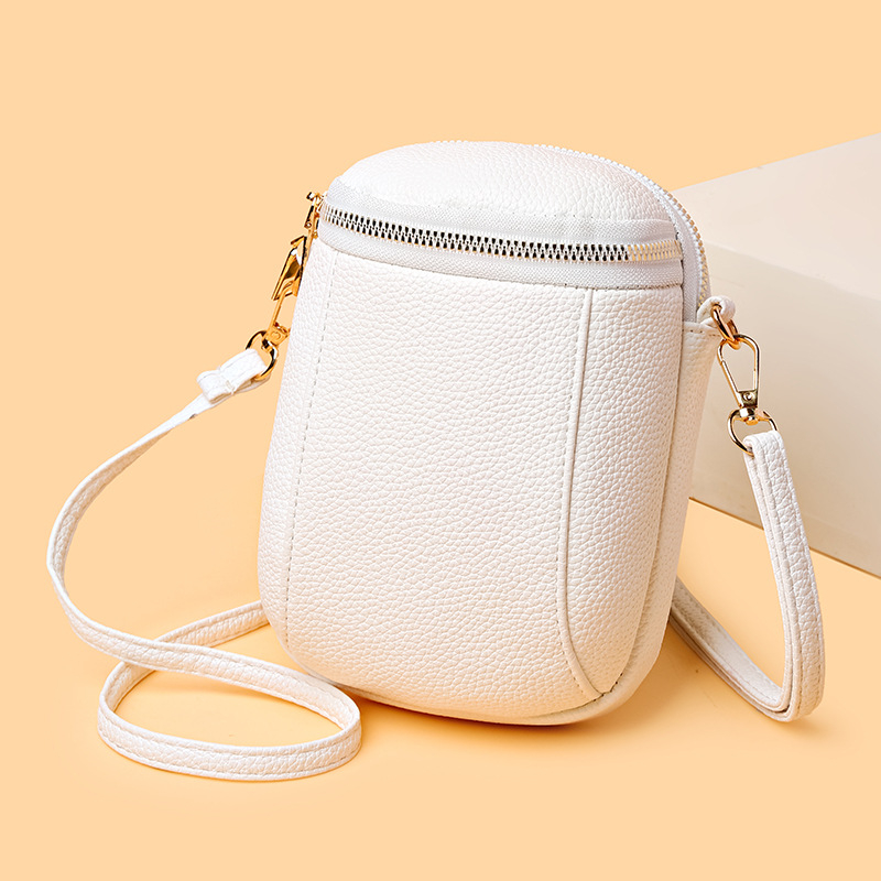 Okrugla crossbody torbica za mobitel s džepom za sitni novac, PU materijal, zatvarač, unisex, ulični stil