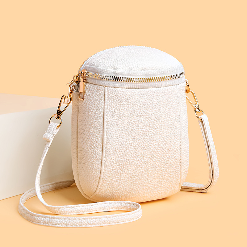 Okrugla crossbody torbica za mobitel s džepom za sitni novac, PU materijal, zatvarač, unisex, ulični stil