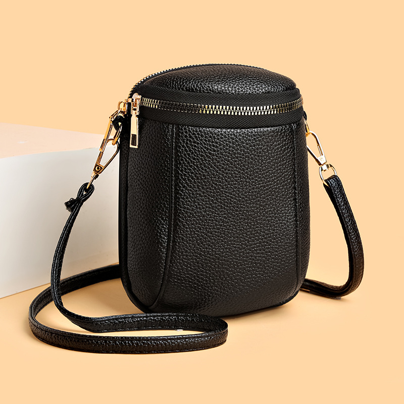 Okrugla crossbody torbica za mobitel s džepom za sitni novac, PU materijal, zatvarač, unisex, ulični stil