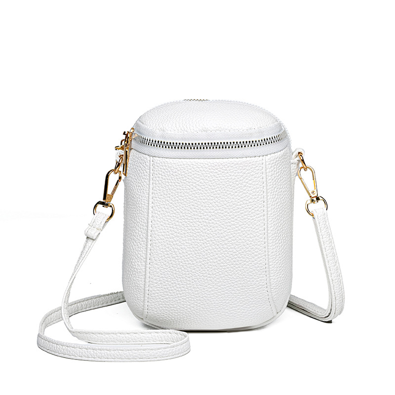Okrugla crossbody torbica za mobitel s džepom za sitni novac, PU materijal, zatvarač, unisex, ulični stil