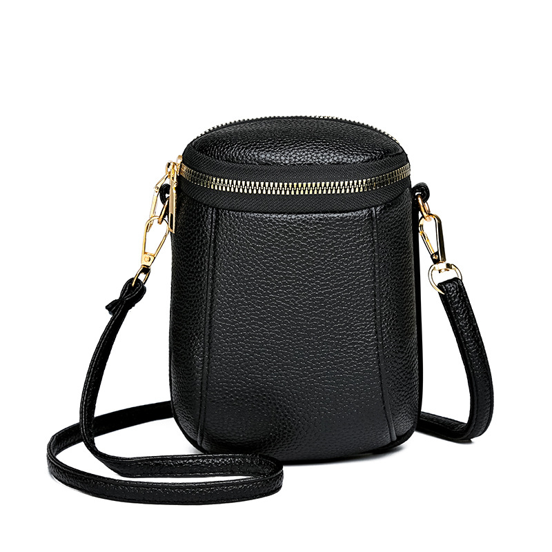 Okrugla crossbody torbica za mobitel s džepom za sitni novac, PU materijal, zatvarač, unisex, ulični stil