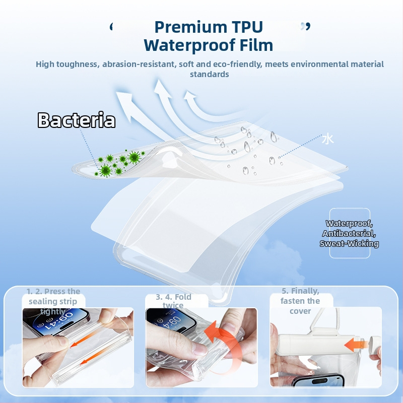 Ūdensizturīga telefona soma plūdumam ar skārienjutību, TPU, karstā presēšana, pielāgojama, unisex stils