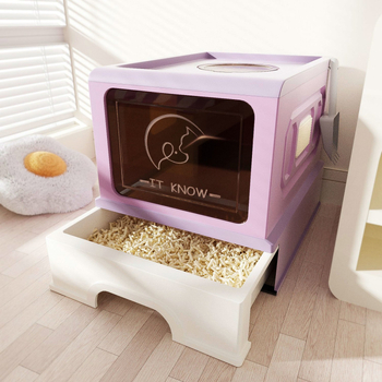 PVC macska WC, teljesen zárt, fröcsenés elleni, szagtalanító, összecsukható felső fiókos dizájn